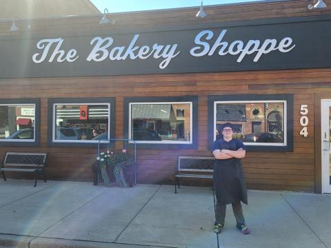 Brittany in front of the Bakery Shoppe